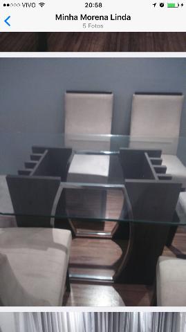 Linda Mesa tampo de vidro com 6 Cadeiras