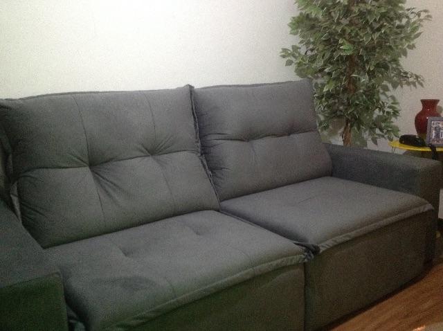 Sofá retrátil e reclinável 2,30 sued animale cinza