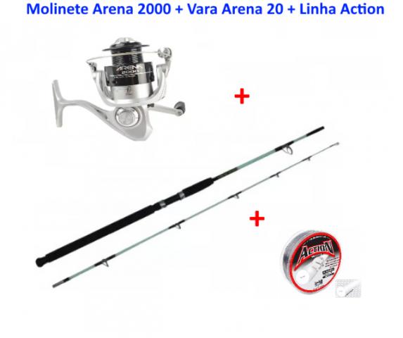 Kit de pesca Molinete + Vara Arena + Linha Action