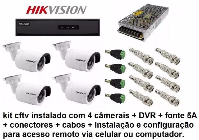 4 câmeras instaladas com acesso via celular, tablet ou