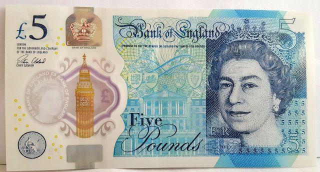 Nova Nota de £5 Libras esterlina - Raras