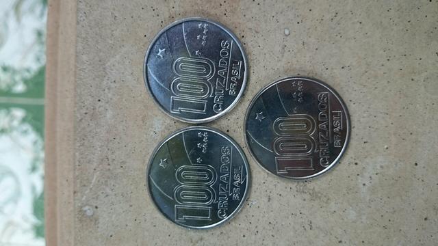 3 moedas de 100 cruzados série axe