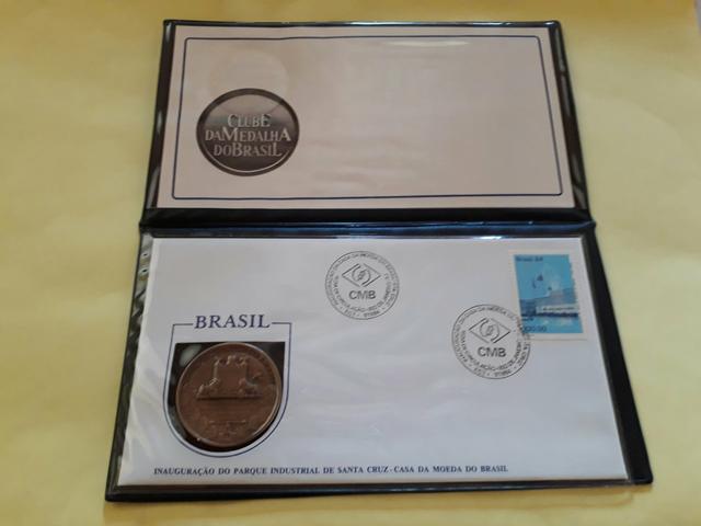 Medalha em bronze e selo comemorativos da inauguração do