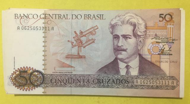 Cédula 50 cruzados FE flor de estampa sequêncial