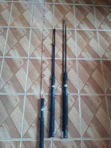 3 varas de pesca carretilha