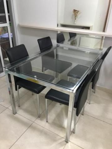 Mesa de Jantar de Vidro c/ 04 lugares - Italínea Planejados