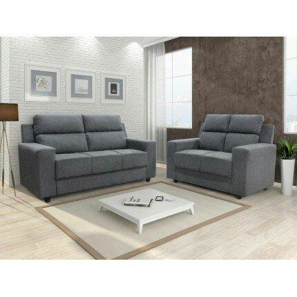 Conjunto estofado 2 e 3 lugares chanille Mobi cor Cinza