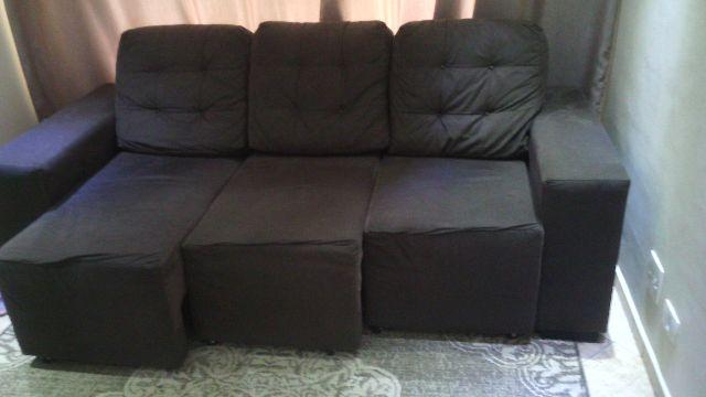 Sofá de 3 lugares Retrátil Marrom, Aproveite