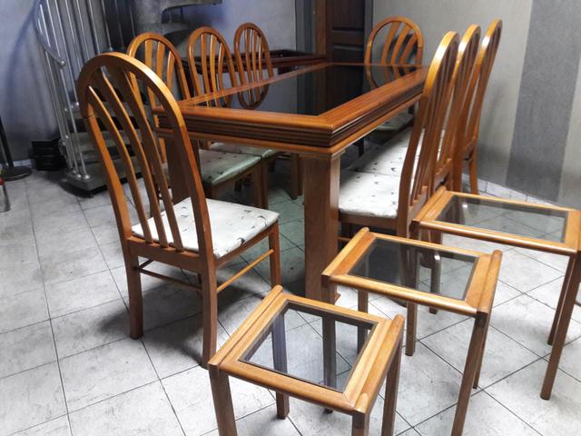Mesa de Jantar 8 cadeiras em Cerejeira Maciço + 4 mesas: