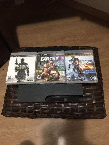 Playstation 3 Slim + 3 Jogos