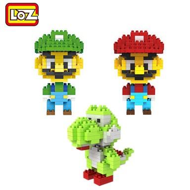 Kit Mario Luigi e Yoshi Loz blocos de montar