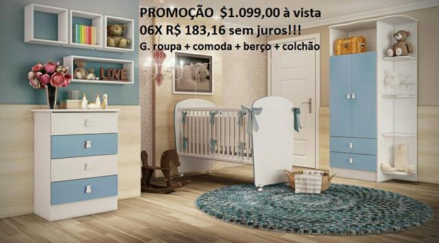 Kit para quarto de bebês, acompanha roupeiro, cômoda+ o