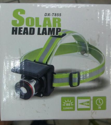 Lanterna de cabeça carregamento solar e elétrico