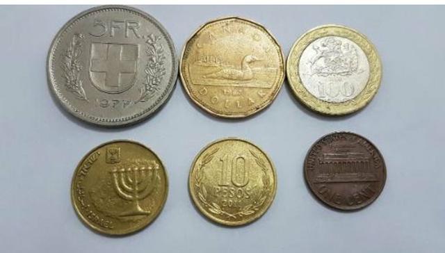 6 moedas estrangeiras diferentes