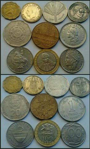 Lote com 10 moedas Estrangeiras