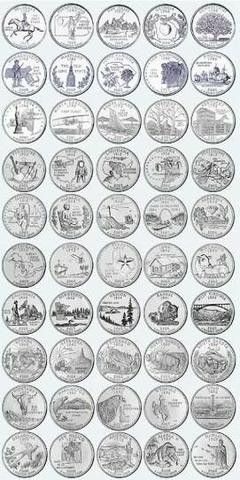 Moedas Quarters Coleção 50 Estados ()