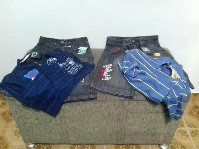 Duas Bermudas Jeans Juvenil N°12 e Duas Camisas polo