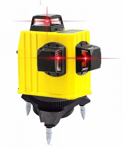 Nível Laser 3d 12 Linha 360º Amarelo Base Redonda -