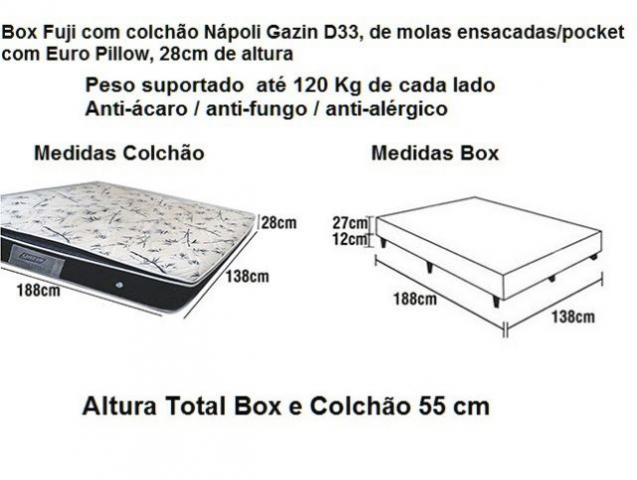 Box Casal Gazin,55 cm de Altura,Colchão Nápoli De Molas