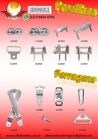 Presilhas e Ferragens para malas, bolsas e mochilhas
