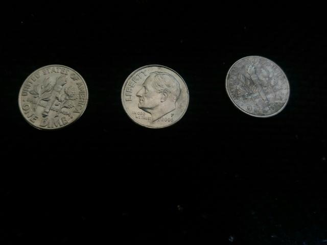 3 moedas Liberty - USA - 10 centavos