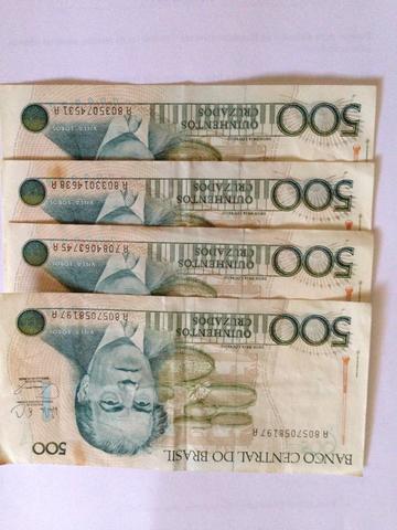 Cédulas de 500 cruzados lote com 4