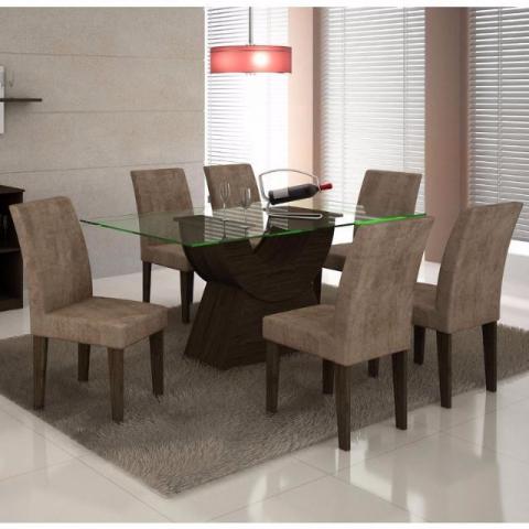 Conjunto Sala De Jantar Mesa Malta 1,60m E 6 Cadeiras