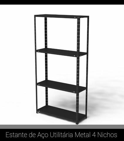 Estante seminova multiuso preto de aço