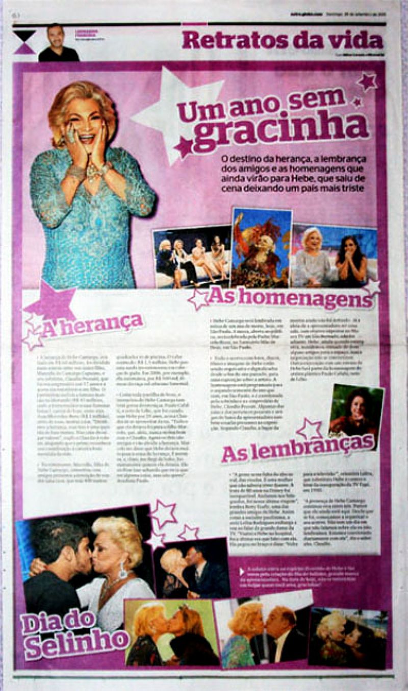 Um ano sem gracinha, dia do selinho de hebe camargo