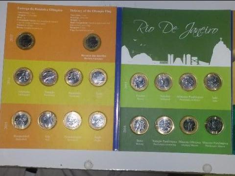 Álbum belíssimo com as 16 moedas da olimpíada Rio  no