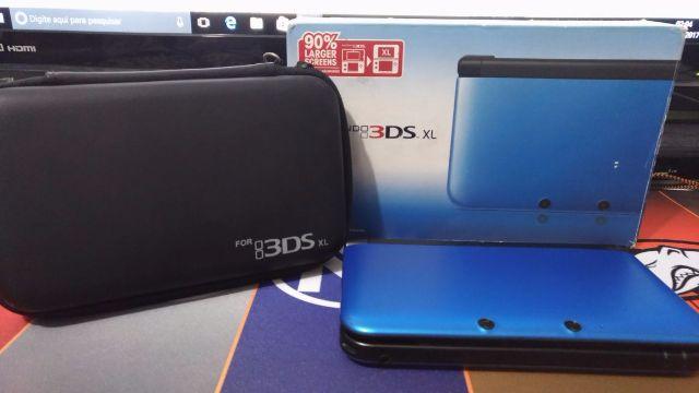 Nintendo 3ds xl azul +jogos + case