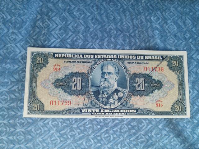 Cédula de 20 cruzeiros autografada