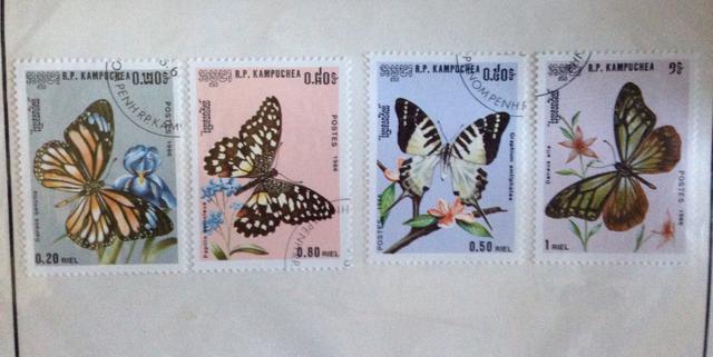 Série de 4 selos postais de borboleta