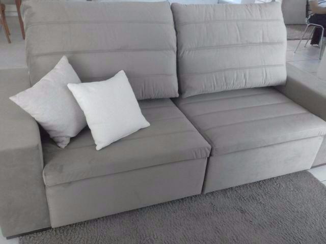Sofa veludo retratil reclinavel