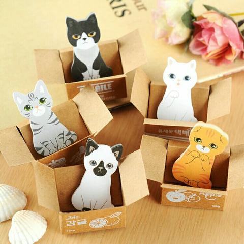 Kit com 6 mini Post-it de gatos, cat