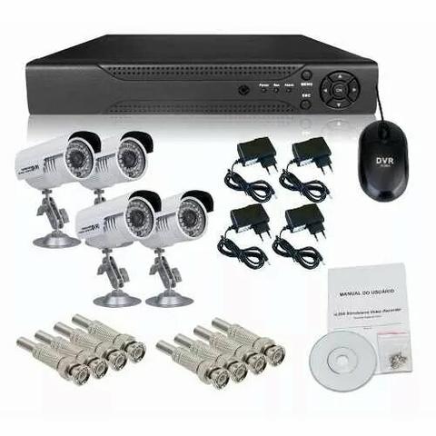 Kit 4 Câmeras de Segurança + DVR + HD + Instalação