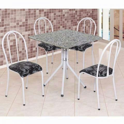 Mesa Tampo Granito 70x70 C/ 4 Cadeiras