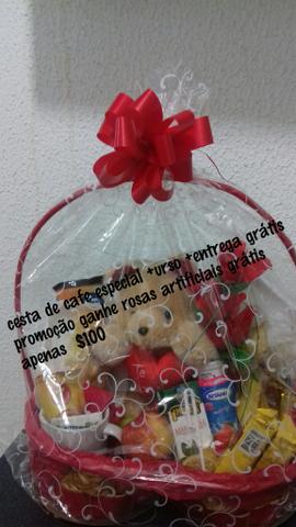 Promoção! cesta de café especial c/rosas grátis