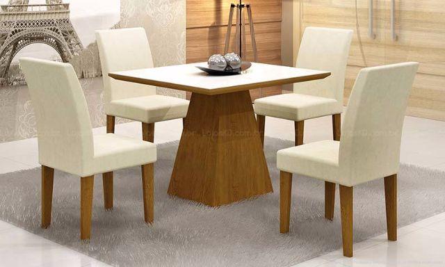 Mesa de jantar com 4 cadeiras vidro nas cores branca ou