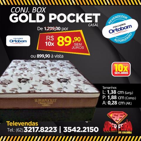Conjunto Box Gold Pocket Casal Ortobom