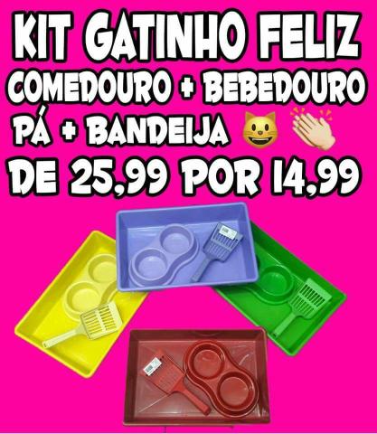 Kit Comedouro + Bebedouro, Pá e Bandeija.