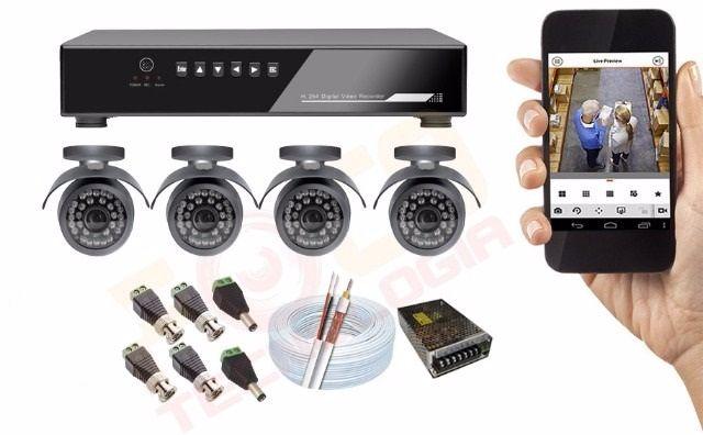 Kit 04 câmeras HD instalado promoção