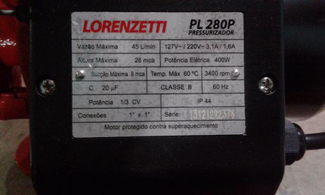 Pressurizador Lorenzetti PL 280P  V