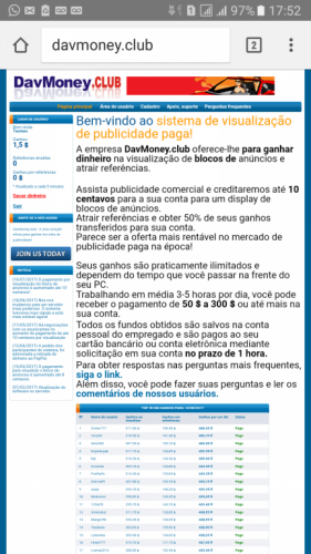 Site que paga por publicidade. Oportunidade