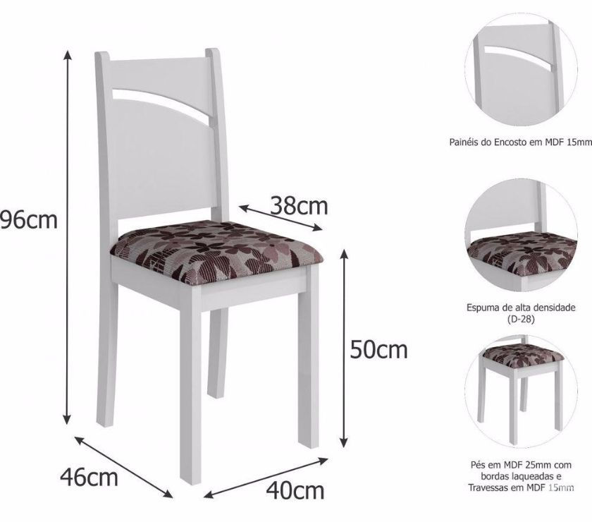Mesa de Jantar compacta Duda Com Nicho de parede com 2 Cad