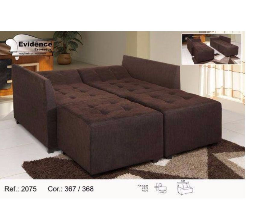 Sofá  Com 2 Puffs - Várias Posições