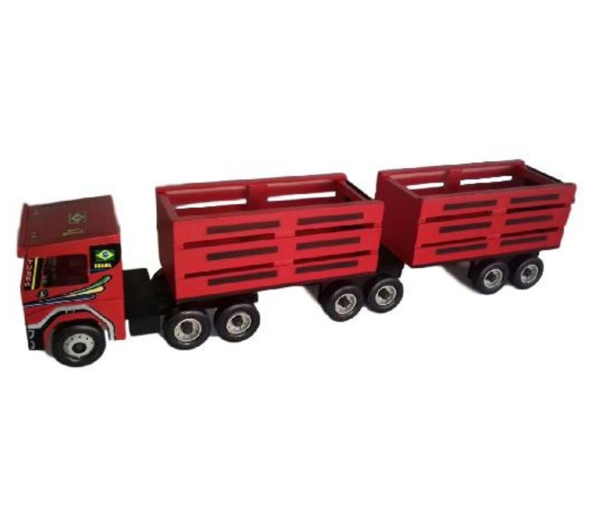 Carreta Scania Bi-Trem Vermelha- Brinquedo