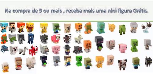 Box 60 Mini Figures Miniaturas Minecraft + 12 Brindes