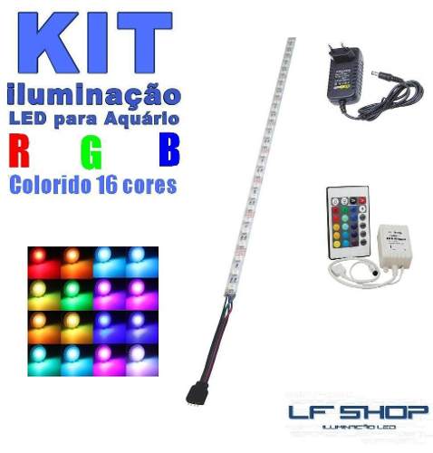 Kit Iluminação Aquario Aquarismo Barra Led Colorida Lf
