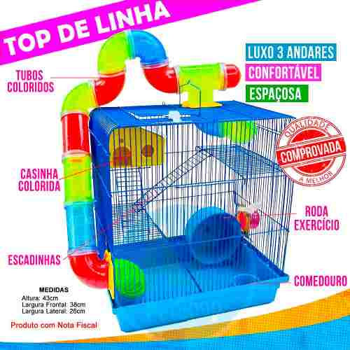 Gaiola Labirinto Gerbil Hamster 3 Andares Ótima Oferta